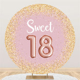 Lofaris Circle Gold Glitter Light Pink 18th Birthday Backdrop